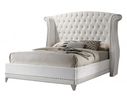 Coaster Barzini Queen Wingback Tufted Bed - White