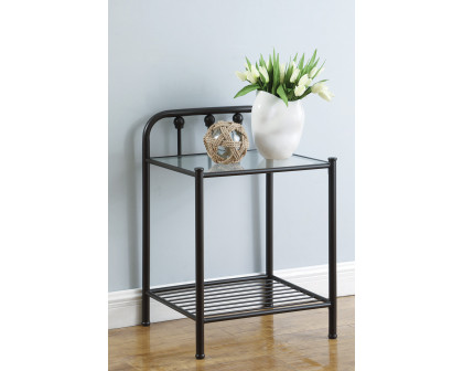 Coaster - Livingston 1-Shelf Nightstand With Glass Top in Dark Bronze