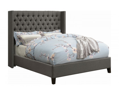 Coaster Bancroft Demi-Wing Upholstered Full Bed - Gray