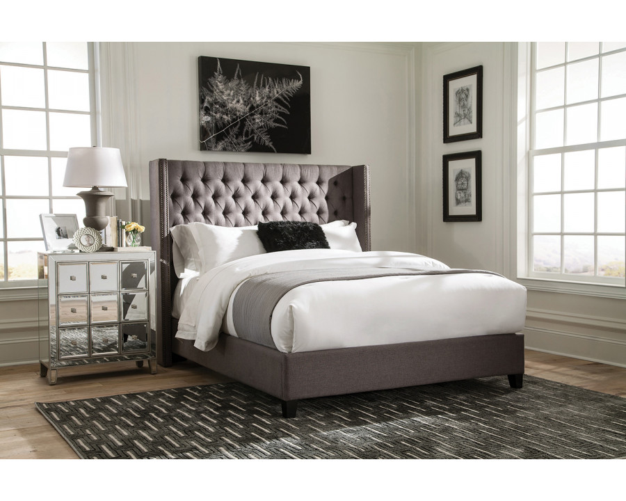 Coaster Bancroft Demi-Wing Upholstered Full Bed - Gray