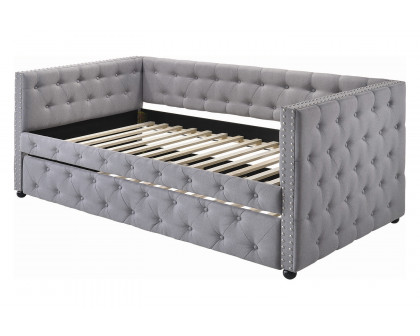 Coaster - Mockern Tufted Upholstered Daybed With Trundle in Gray