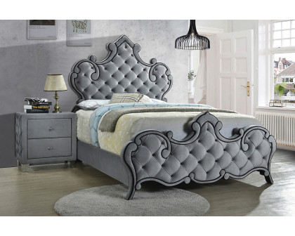 Coaster Sandboard Eastern King Rhinestone Button Tufted Bed - Gray