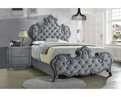 Coaster Sandboard Queen Rhinestone Button Tufted Bed - Gray