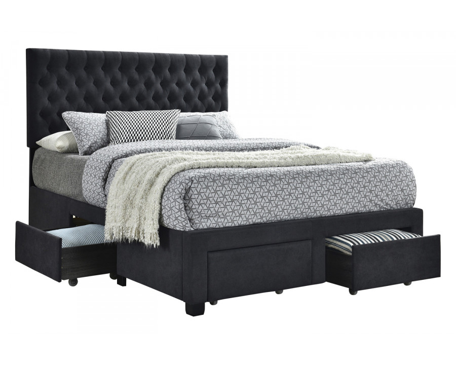 Coaster Soledad Full 4-Drawer Button Tufted Storage Bed - Charcoal