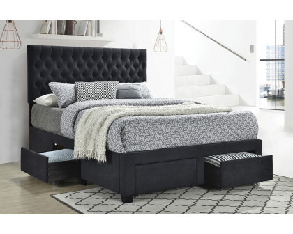 Coaster Soledad Full 4-Drawer Button Tufted Storage Bed - Charcoal