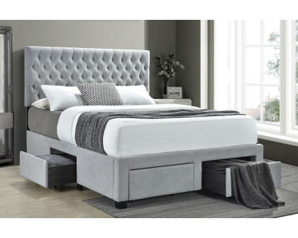 Coaster™ Shelburne Queen 4-Drawer Button Tufted Storage Bed - Beige