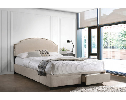 Coaster™ Newdale Full 2-Drawer Upholstered Storage Bed - Beige