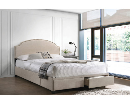 Coaster™ Newdale Eastern King 2-Drawer Upholstered Storage Bed - Beige