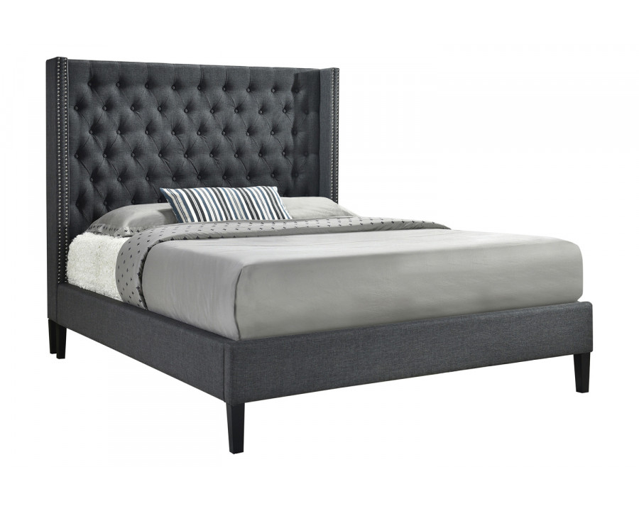 Coaster Summerset Full Button Tufted Upholstered Bed - Charcoal