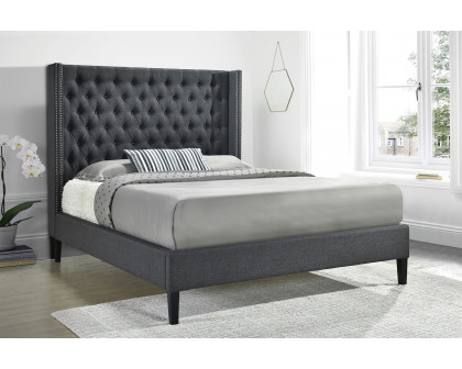 Coaster Summerset Full Button Tufted Upholstered Bed - Charcoal