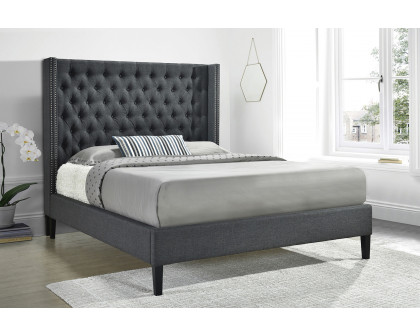 Coaster Summerset Eastern King Button Tufted Upholstered Bed - Charcoal