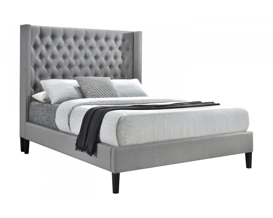 Coaster Summerset Full Button Tufted Upholstered Bed - Light Gray