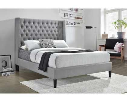 Coaster Summerset Full Button Tufted Upholstered Bed - Light Gray