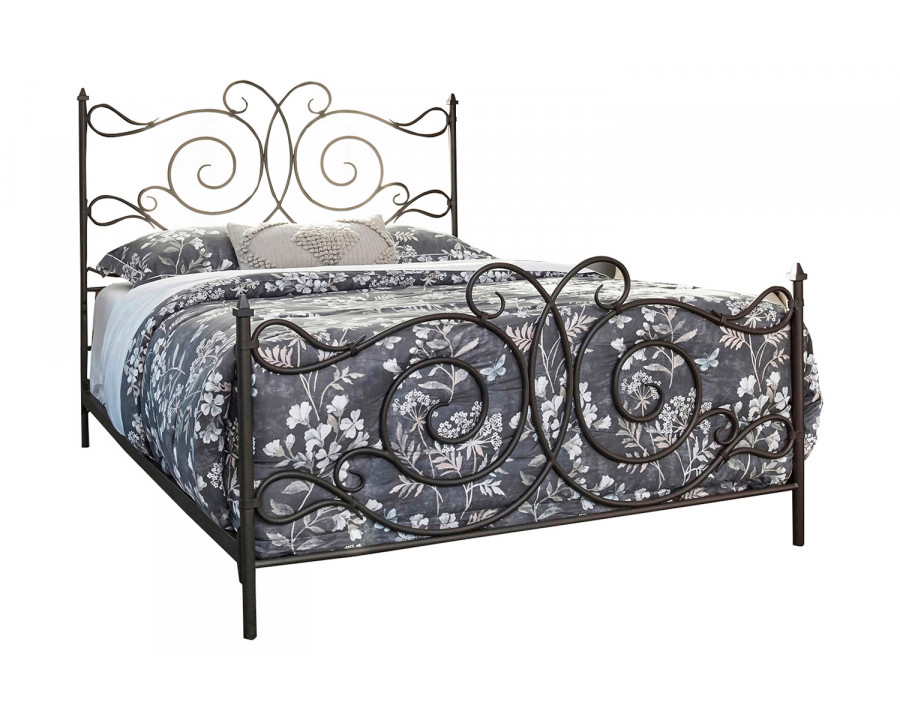 Coaster - Parleys Queen Metal Bed With Scroll Headboard in Dark Bronze