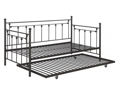 Coaster Nocus Spindle Metal Twin Daybed with Trundle - Gunmetal