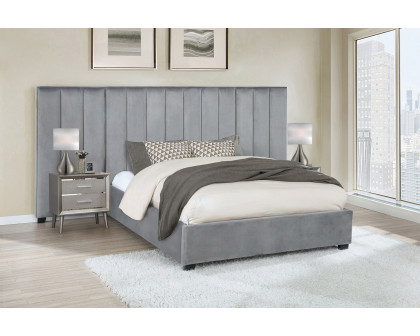 Coaster Arles Eastern King Vertical Channeled Tufted Bed - Gray