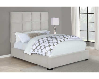 Coaster Panes Eastern King Tufted Upholstered Panel Bed - Beige