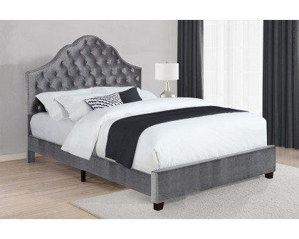 Coaster Abbeville Full Upholstered Bed with Arched Headboard - Gray