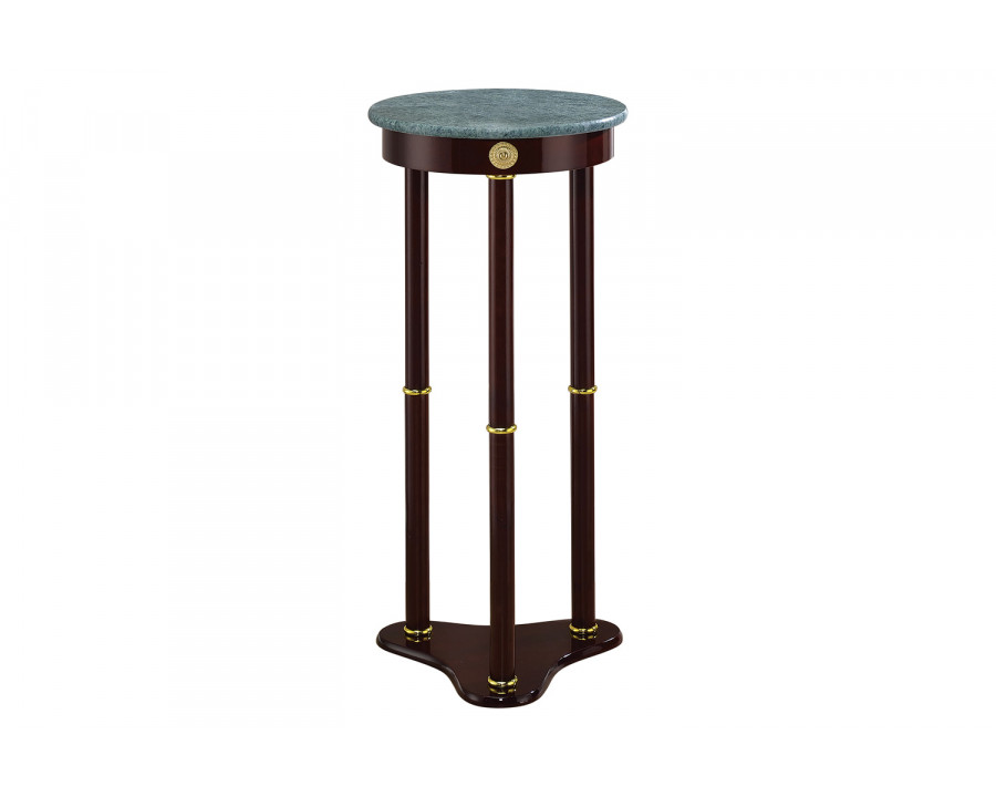 Coaster - Round Marble Top Accent Table in Merlot