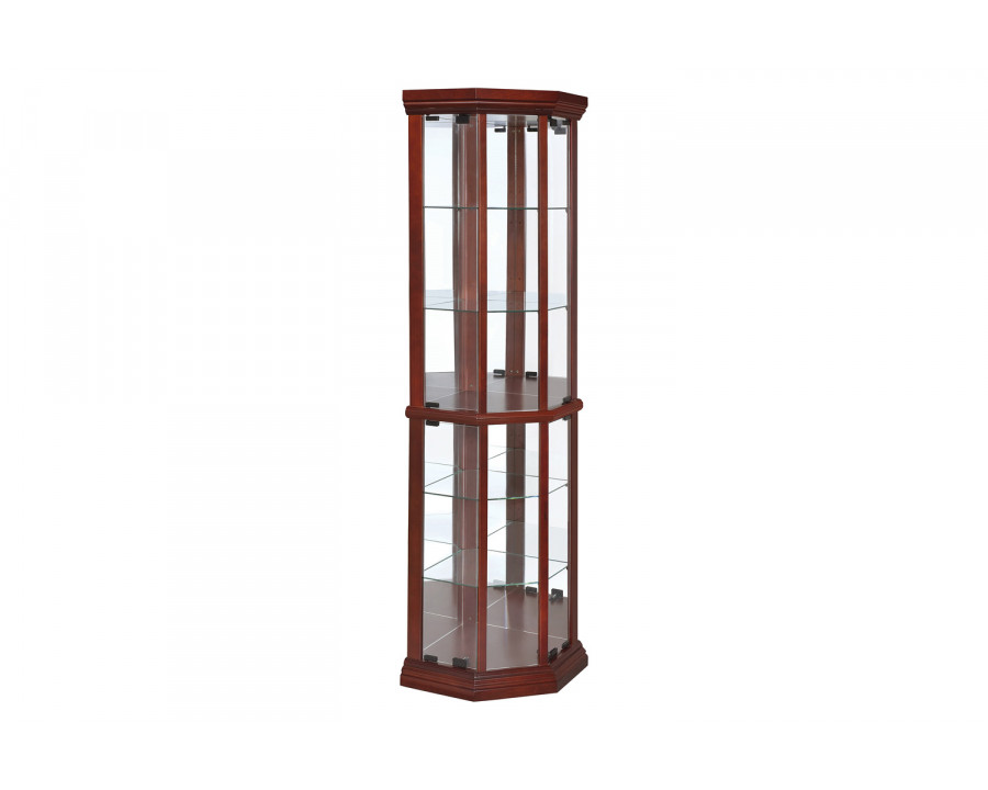 Coaster - 6-Shelf Corner Curio Cabinet in Medium Brown