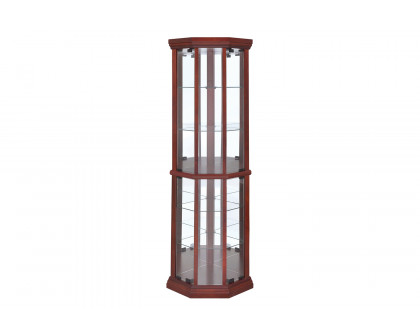 Coaster - 6-Shelf Corner Curio Cabinet in Medium Brown