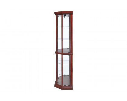 Coaster - 6-Shelf Corner Curio Cabinet in Medium Brown