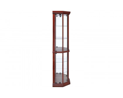 Coaster - 6-Shelf Corner Curio Cabinet in Medium Brown