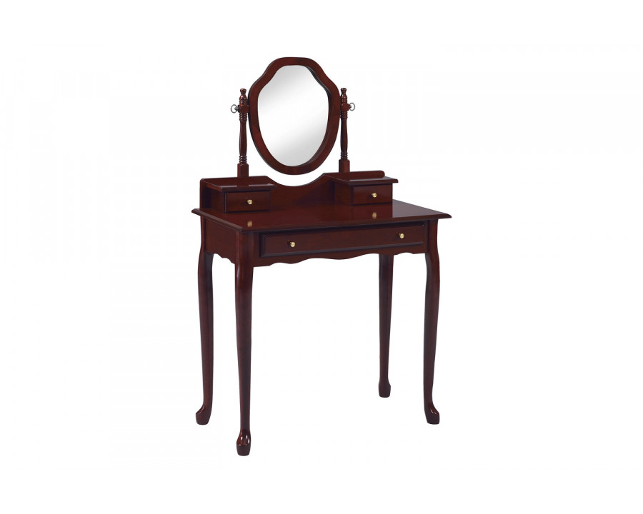 Coaster - 2-Piece Vanity Set With Upholstered Stool in Brown Red