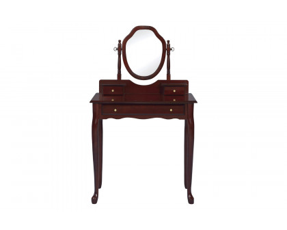 Coaster - 2-Piece Vanity Set With Upholstered Stool in Brown Red