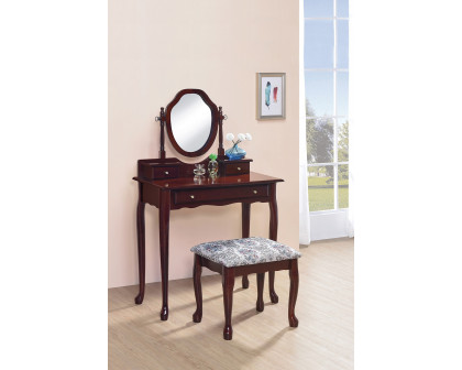 Coaster - 2-Piece Vanity Set With Upholstered Stool in Brown Red