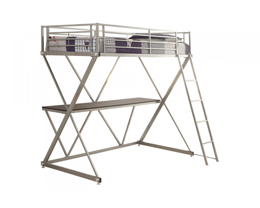 Coaster Hyde Twin Workstation Loft Bed - Silver