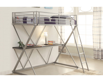 Coaster Hyde Twin Workstation Loft Bed - Silver