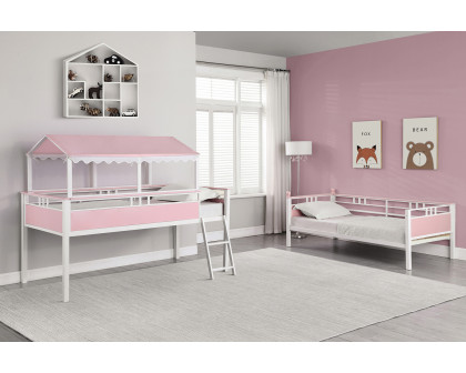 Coaster - Alexia Twin Over Twin Workstation Bunk Bed in Pink/White