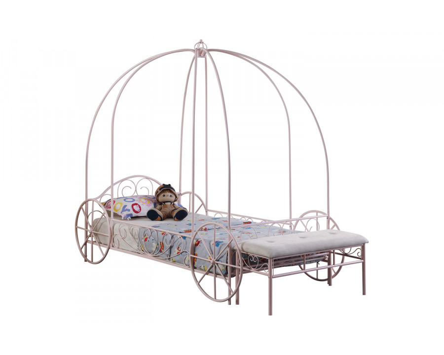 Coaster - Massi Twin Canopy Bed in Powder Pink