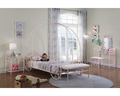 Coaster - Massi Twin Canopy Bed in Powder Pink