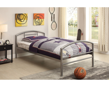 Coaster Baines Twin Metal Bed with Arched Headboard - Silver