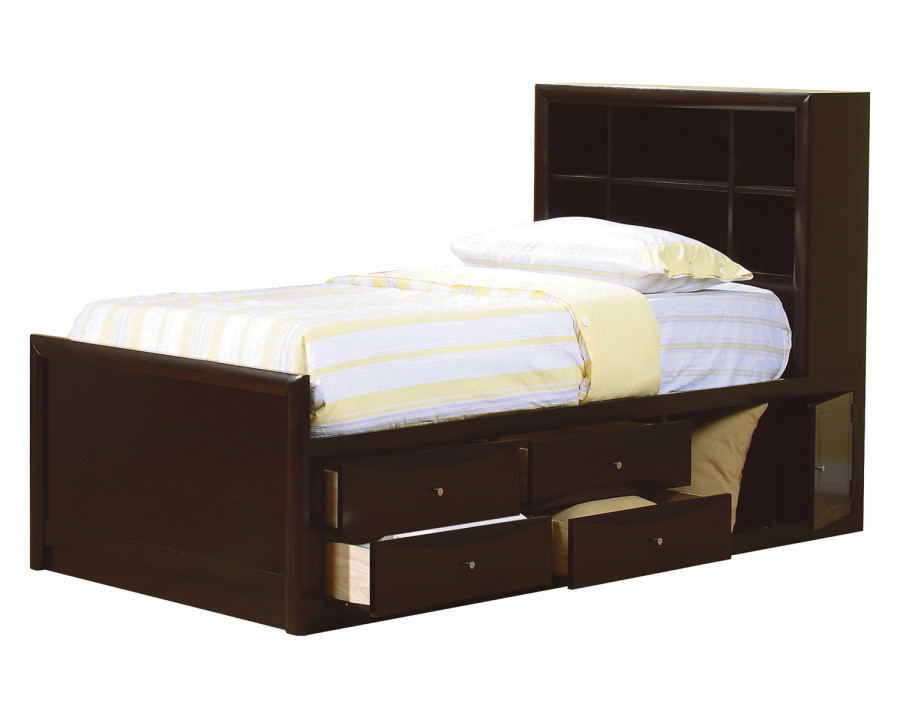 Coaster Phoenix Full Bookcase Bed with Underbed Storage - Cappuccino