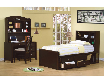 Coaster Phoenix Full Bookcase Bed with Underbed Storage - Cappuccino