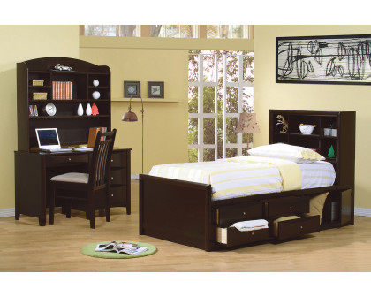 Coaster Phoenix Twin Bookcase Bed with Underbed Storage - Cappuccino