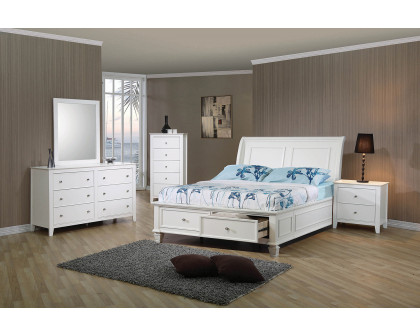 Coaster Selena Full Sleigh Bed with Footboard Storage - Buttermilk