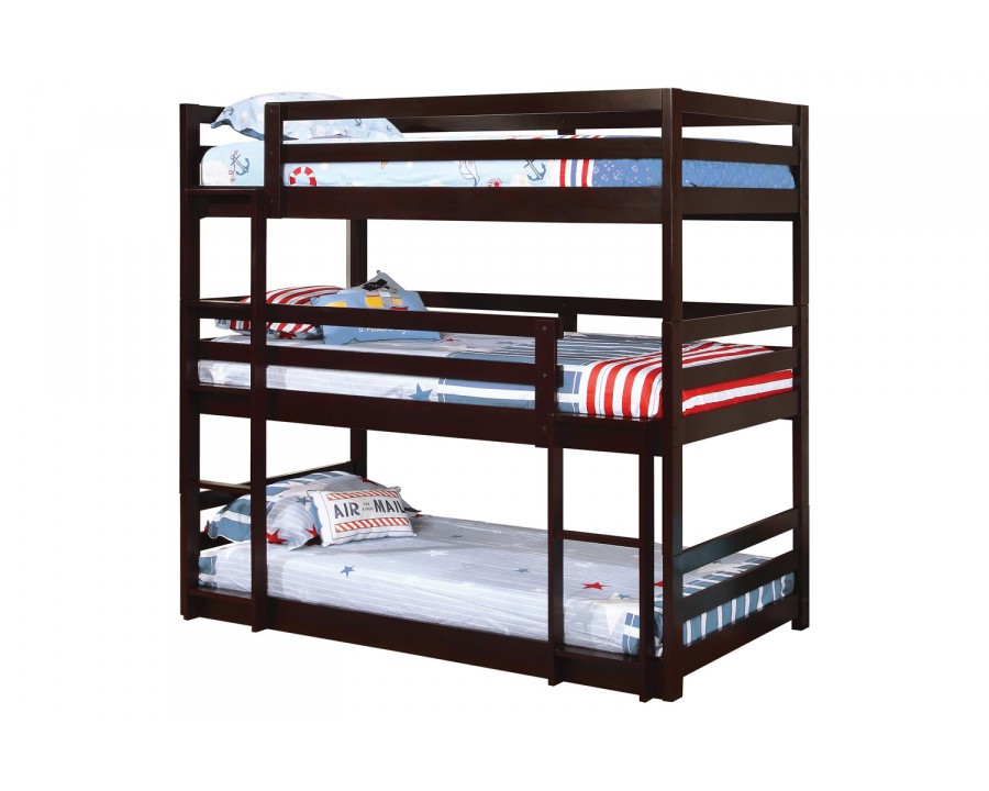 Coaster - Sandler Twin Triple Bunk Bed in Cappuccino