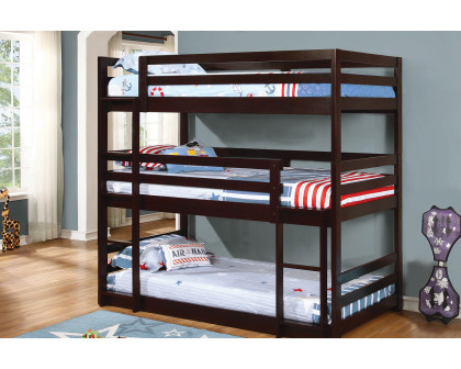 Coaster - Sandler Twin Triple Bunk Bed in Cappuccino