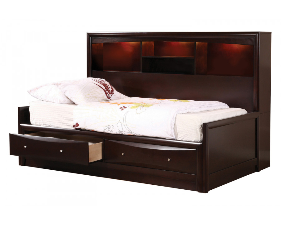 Coaster Phoenix Twin Daybed with Bookcase And Storage Drawers - Cappuccino