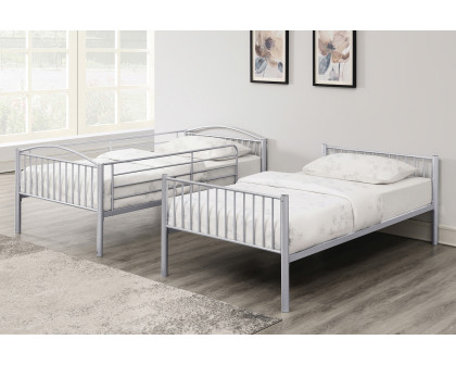 Coaster Anson Twin Over Twin Bunk Bed with Ladder - Silver