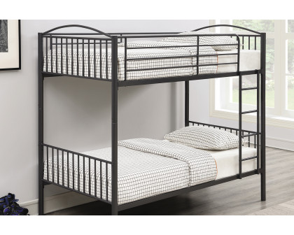 Coaster Anson Twin Over Twin Bunk Bed with Ladder - Gunmetal