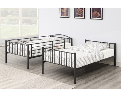 Coaster Anson Twin Over Twin Bunk Bed with Ladder - Gunmetal