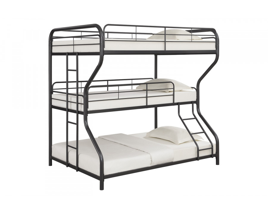 Coaster Garner Triple Bunk Bed With Ladder 400778 - Gunmetal