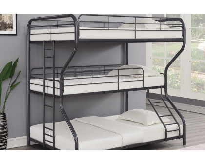 Coaster Garner Triple Bunk Bed With Ladder 400778 - Gunmetal