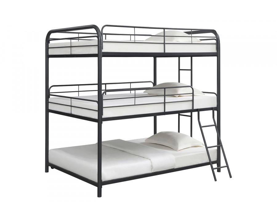 Coaster Garner Triple Bunk Bed With Ladder 400779 - Gunmetal