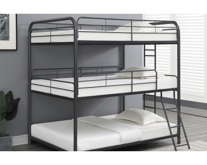 Coaster Garner Triple Bunk Bed With Ladder 400779 - Gunmetal